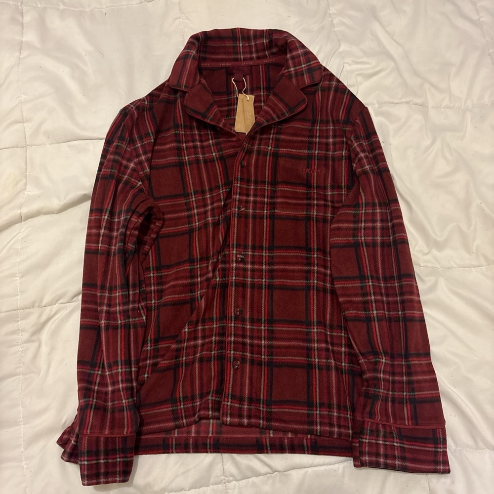 SKIMS Red Plaid Shirt
